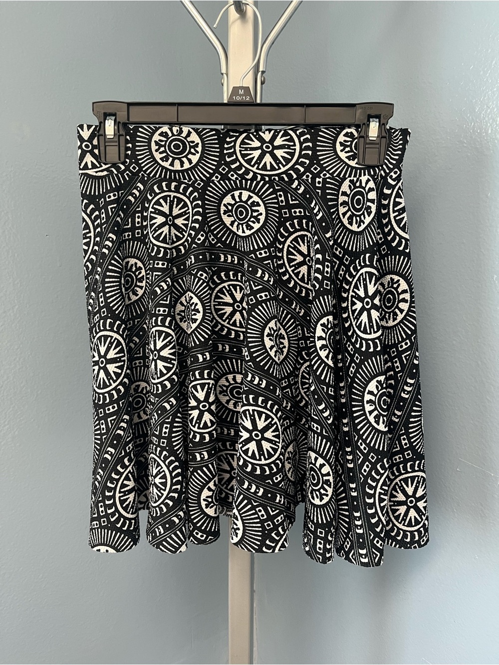 TRUE ROCK Black and White Circle-Print Skater Skirt